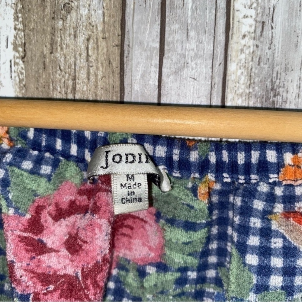 Jodifl Blue Gingham Off The Shoulder Crop Floral Blouse - Picture 5 of 5